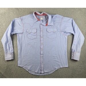 Rockmount Ranch Wear Mens Pearl Snap Long Sleeve Shirt Size 17.5 x 35 Blue Check